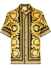 Versace Informal Shirt Silk Twill Fabric Barocco Print In Yellow