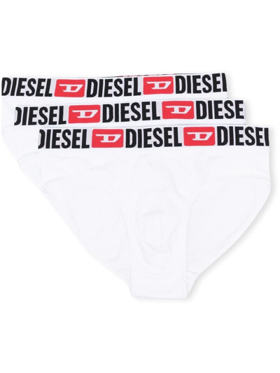 Diesel Logo-print Briefs In White