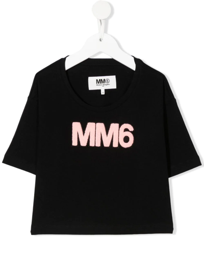 Mm6 Maison Margiela Kids' Logo-patch Short-sleeve T-shirt In Black