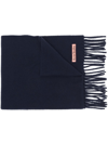 Acne Studios Womens Navy Blue Canada New Logo-embroidered Wool Scarf In Blue
