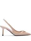 PRADA LOGO-PLAQUE SLINGBACK PUMPS