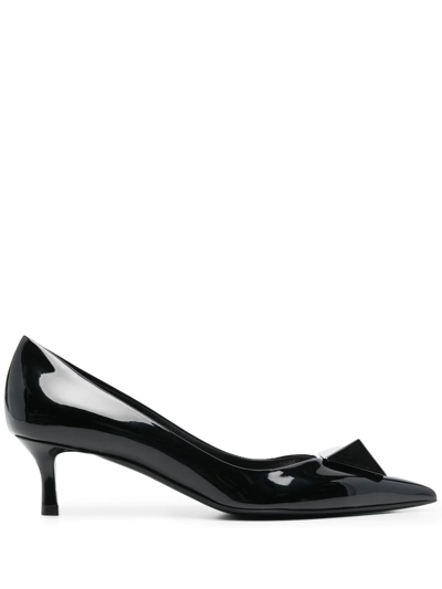 Valentino Garavani Black One Stud 60 Patent Leather Pumps