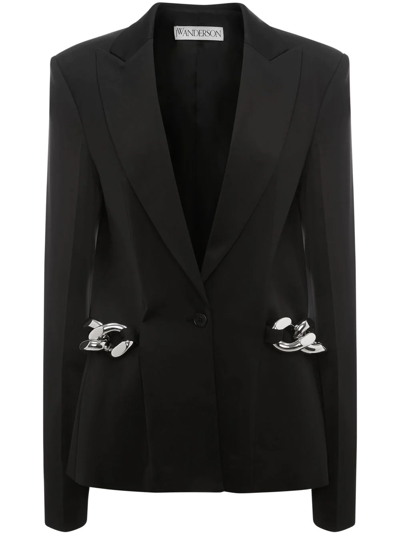 Jw Anderson Chain Link Peak Lapel Single-breasted Blazer In Black