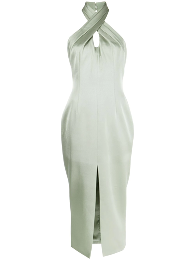 Rasario Slit-detail Halterneck Dress In Olive