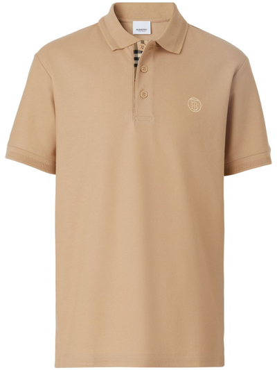 Burberry Cotton Monogram Polo Shirt In Neutrals