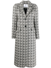Marine Serre Monogram-pattern Single-breasted Coat In White
