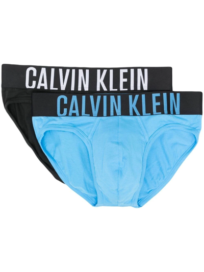 Calvin Klein Underwear Logo-waist Briefs (set Of Two) In Blue