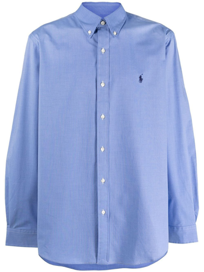 Polo Ralph Lauren Logo-embroidered Cotton Shirt In Blue