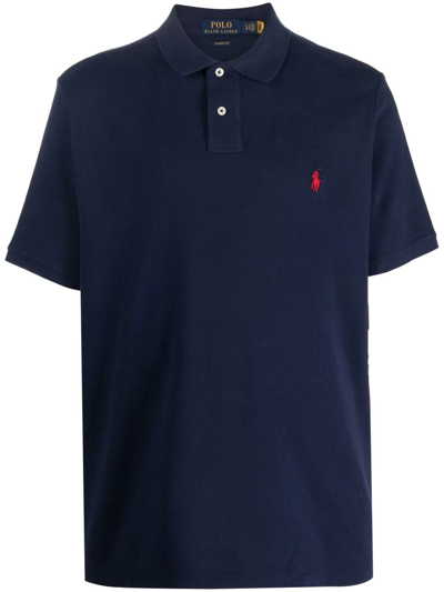 Polo Ralph Lauren Embroidered-logo Polo Shirt In Blue