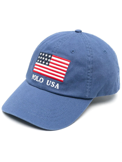 Polo Ralph Lauren Usa-flag Detail Baseball Cap In Blue