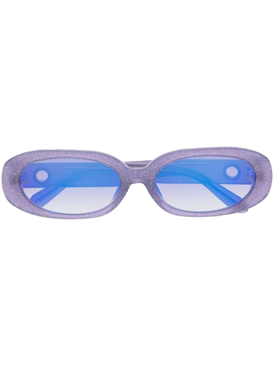 Linda Farrow Cara Oval Glitter-acetate Sunglasses In Purple