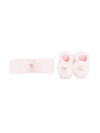 La Perla Floral-appliqué Booties & Headband Set In Pink