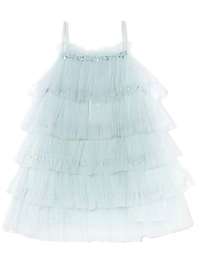Tutu Du Monde Kids' Sequin-detail Tulle-tiered Dress In Green