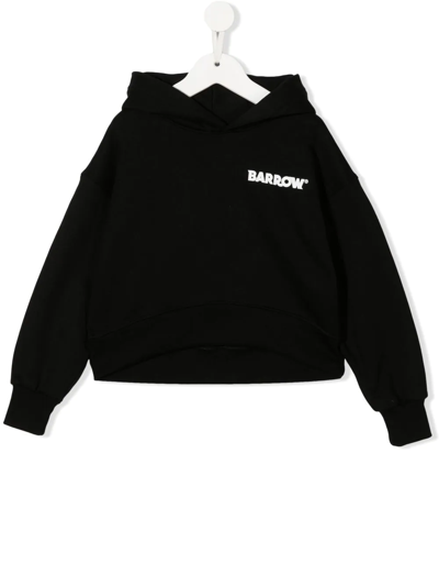 Barrow Kids' Cropped Logo Hoodie In Black
