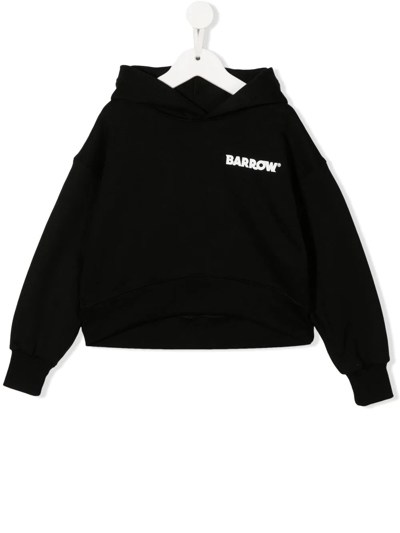 Barrow Kids' Cropped Logo Hoodie In Nero