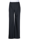Alexander Wang Logo-waistband Straight-leg Trousers In Blue