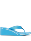 Alexander Wang Logo-print Thong-strap Sandals In Blue