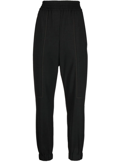 Brunello Cucinelli High-waisted Tapered Trousers In Black