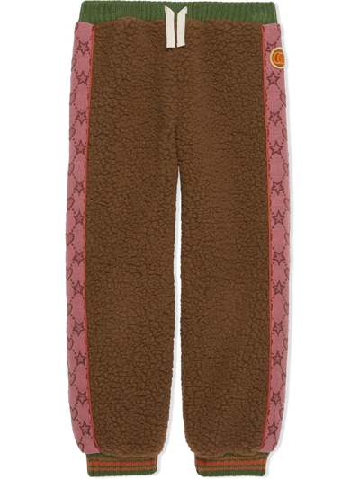 Gucci Kids' Contrasting-side Panel Wool Joggers In Brown