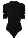 Simkhai 'zena' Cut Out Mock Neck Short-sleeved Top In Black