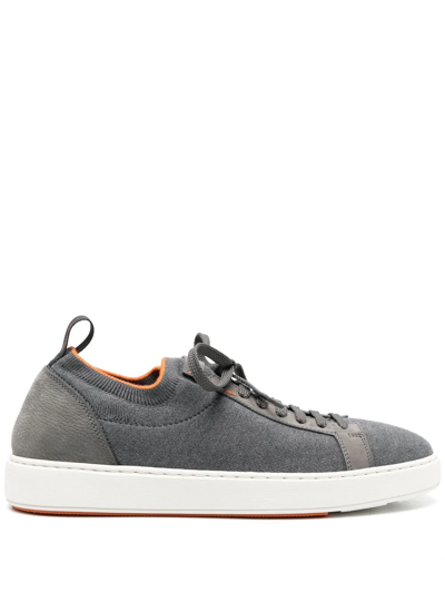 Santoni Contrasting-trim Detail Sock Sneakers In Grey