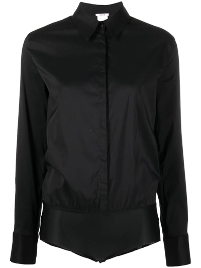 Wolford London Buttoned Cuffs Long-sleeved Body In Black