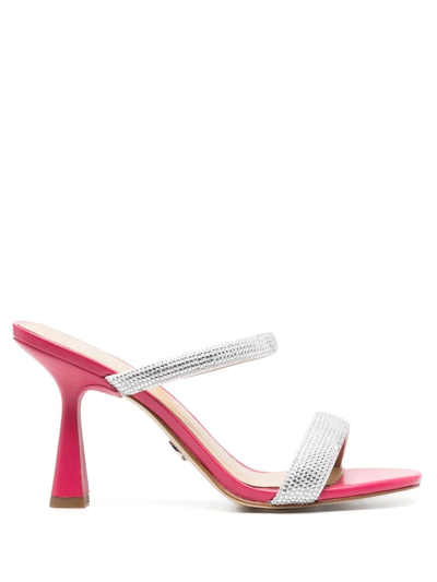 Michael Michael Kors Clara Crystal-embellished Faux Leather Mules In Red