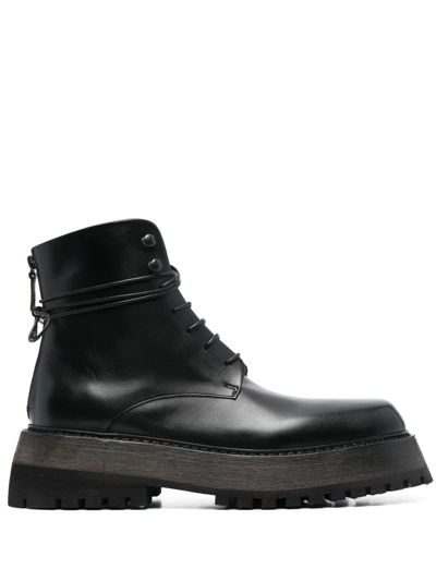 Marsèll Lace-up Ankle Leather Boots In Black