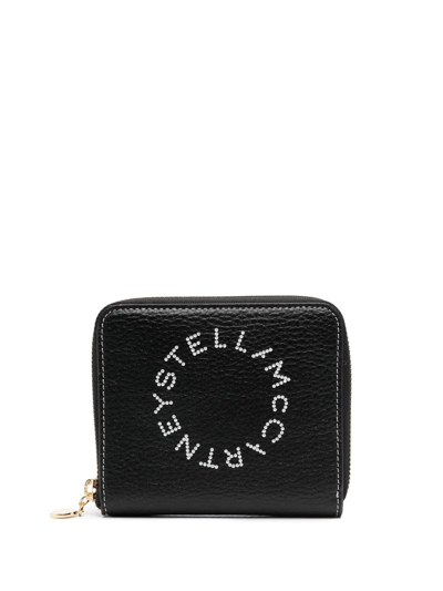 Stella Mccartney Logo-print Detail Zipped Wallet In Black