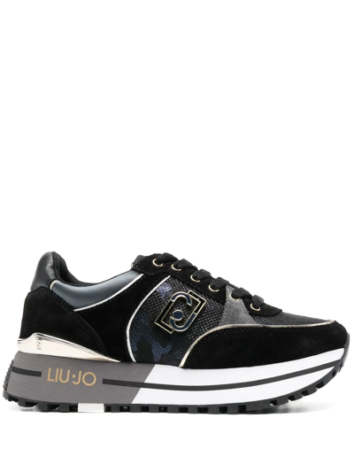 Liu •jo Logo-plaque Panelled Sneakers In Black