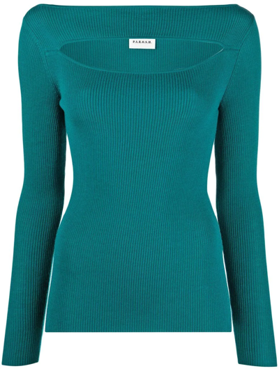P.a.r.o.s.h Ribbed-knit Cut-out Jumper In Blue