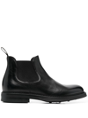Doucal's Black Leather Ankle Boot In Brown