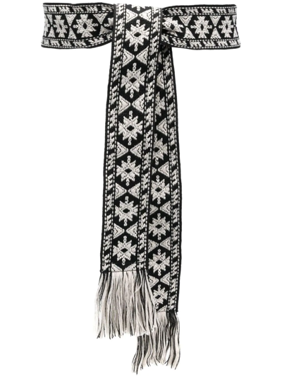 Isabel Marant Etka Embroidered Fringed Belt In Black