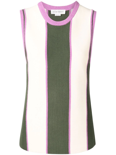Victoria Beckham Striped Sleeveless Knit Top In Multicolour