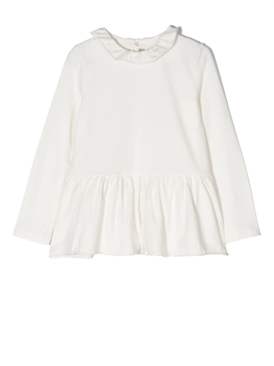 Il Gufo Kids' Peplum-hem Ruffle-collar Blouse In White