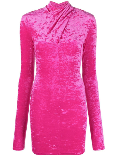 The Andamane Kiki Velvet Open Back Mini Dress In Pink
