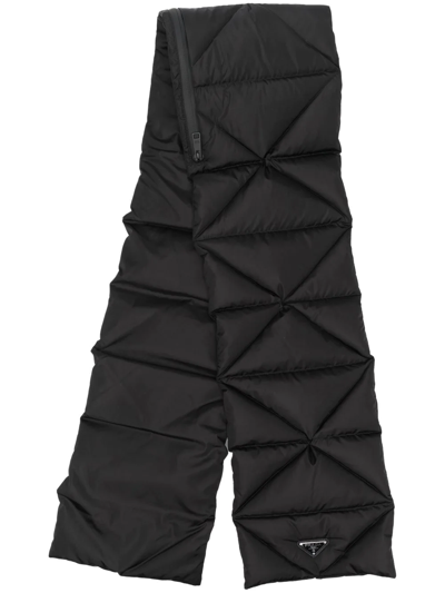 Prada Re-nylon Extractable-hood Padded Scarf In Black