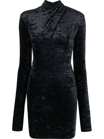 The Andamane Kiki Velvet Open Back Mini Dress In Black