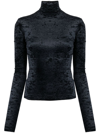 THE ANDAMANE HIGH-NECK LONG-SLEEVE VELVET TOP