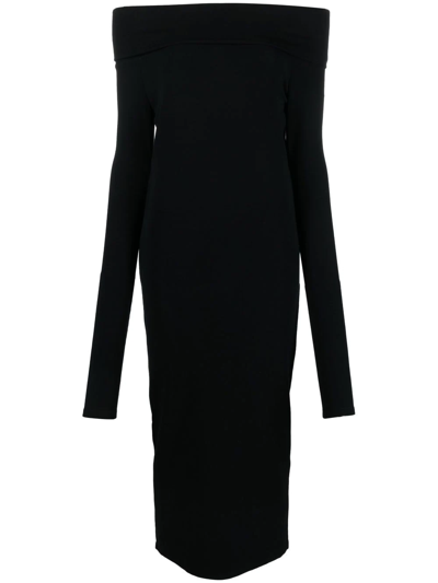 The Andamane Kaia Off The Shoulder Jersey Midi Dress In Black