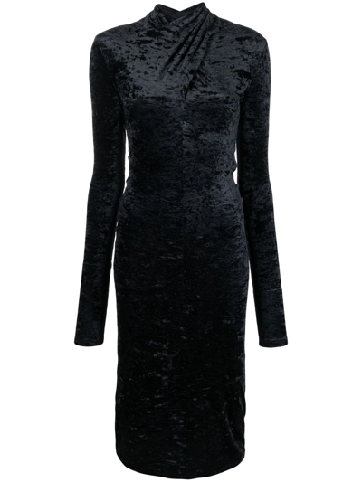 The Andamane Kiki Velvet Open Back Midi Dress In Black