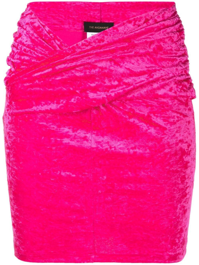 The Andamane Kelly Velvet Mini Skirt In Fuchsia