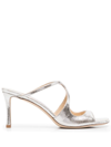Jimmy Choo Champagne Laminated Leather Clogs In Grey