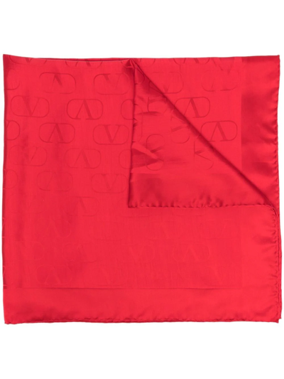 Valentino Garavani Vlogo Print Scarf In Red