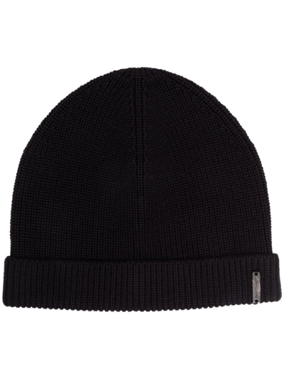 Corneliani Ribbed Virgin-wool Hat In Black