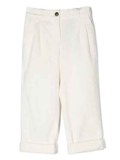 Dolce & Gabbana Kids' Embroidered-logo Corduroy Trousers In Multicolor