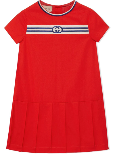Gucci Kids Cotton Interlocking G Dress (4-12 Years) In Red