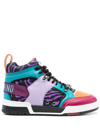 MOSCHINO COLOUR-BLOCK HIGH-TOP SNEAKERS