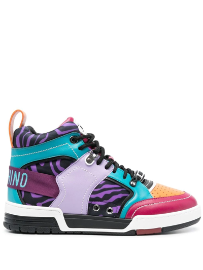Moschino Colour-block High-top Sneakers In Multicolor
