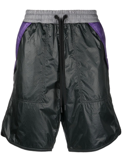 Moncler Grenoble Color Block Technical Bermuda Shorts In Black